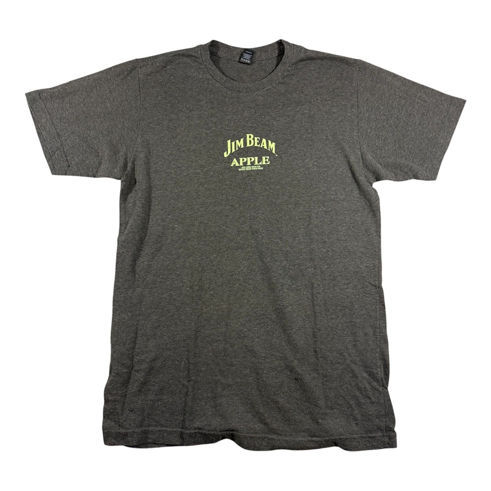 Jim Beam Apple T-Shirt Mens Size M Gray Graphic Logo Short Sleeve Tee